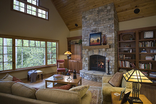 River Rock Fireplace Hearth