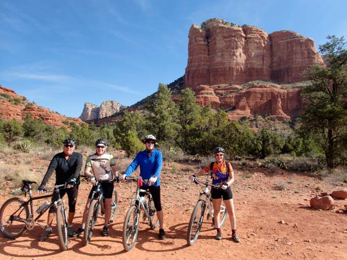 Friends Ready to Bike the Scenic Bell Rock Pathway in Sedona, AZ