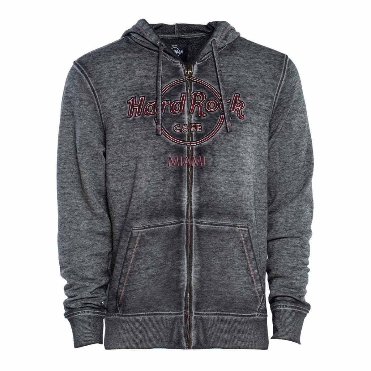 Double Burnout Zip Hoodie with Miami logo