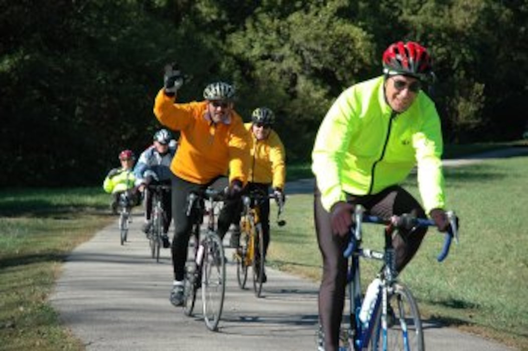 Bikers on the Volksweg Trail at Red Rock Lake