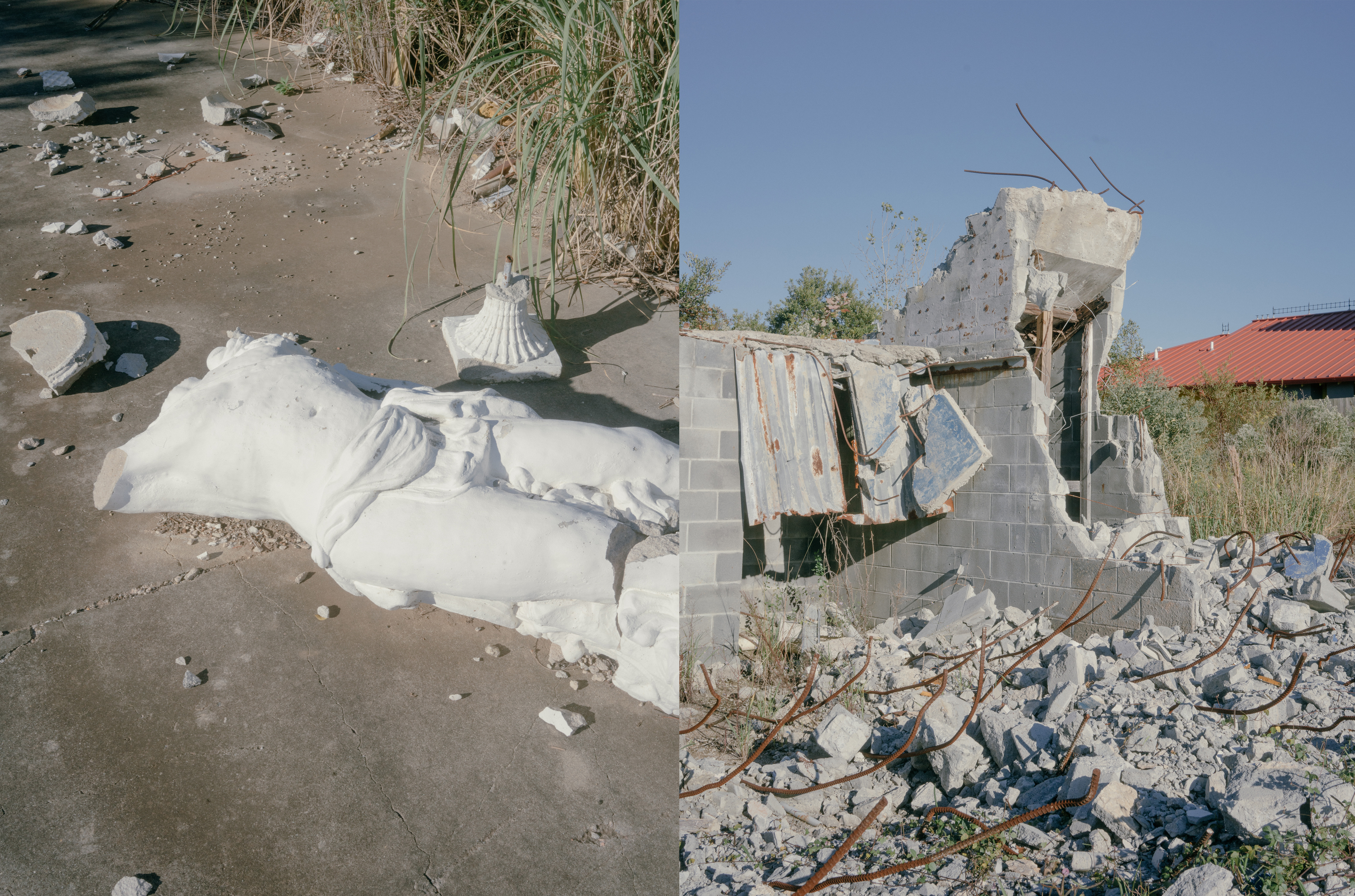 Close-up of Crumbling and Weathered Details at the Abandoned Hard Rock Park