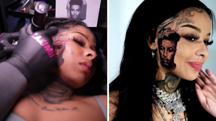 Chrisean Rock Blueface Face Tattoo Close Up