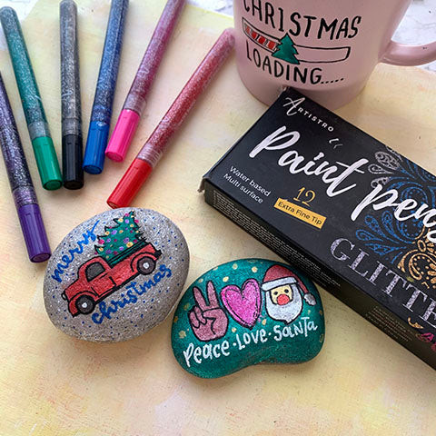 Santa Slogan Rock Painting Ideas for Holiday Messages