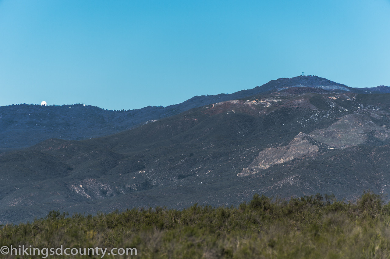 alt text: A distant view of the Palomar Observatory from the Eagle Rock trail.