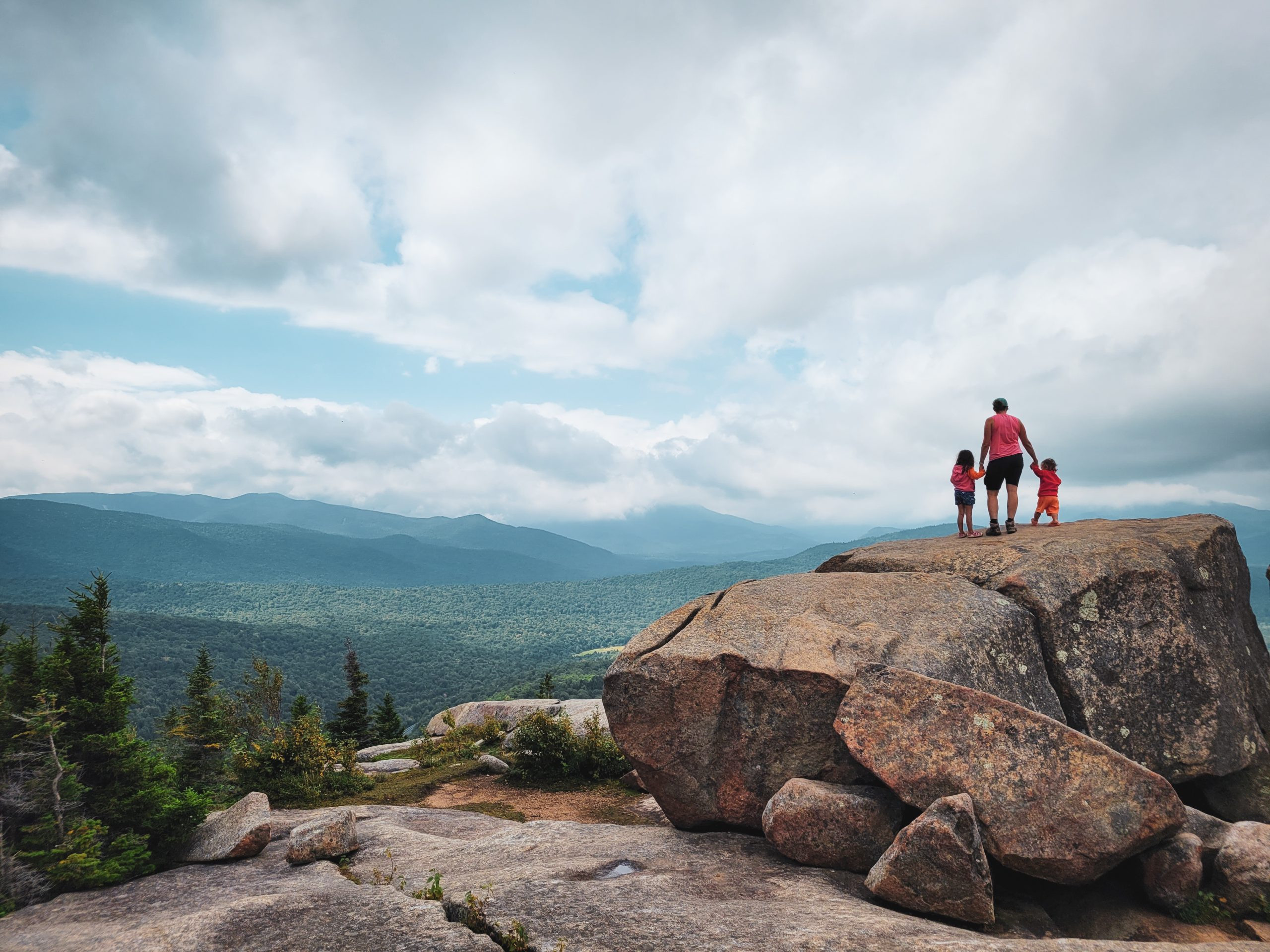 My children and I enjoying the view from atop the Balanced Rocks in the Adirondacks.