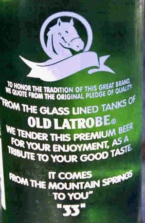 Rolling Rock advertising emphasizing mountain spring water