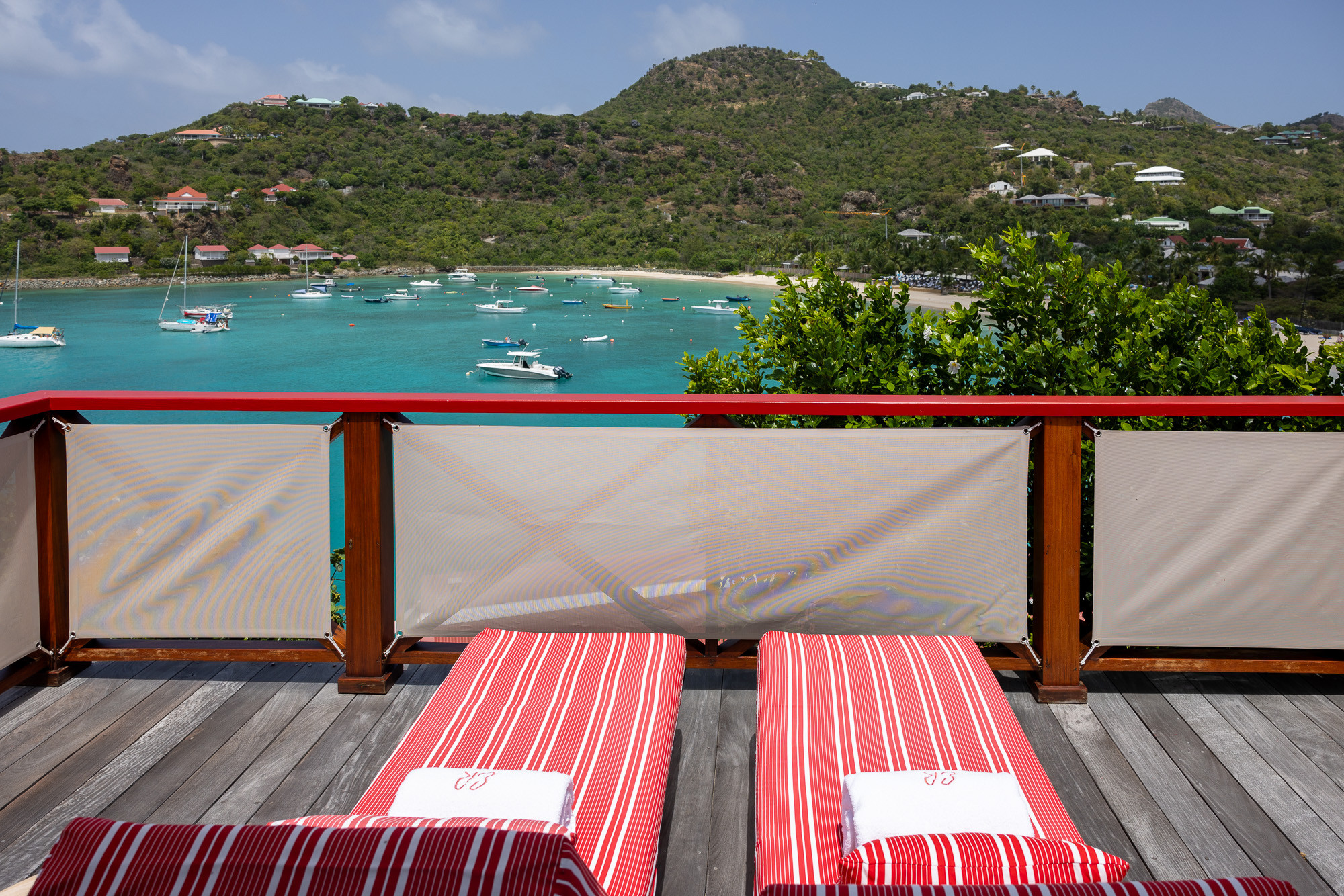 Luxurious bedroom interior at Eden Rock St Barths with ocean view