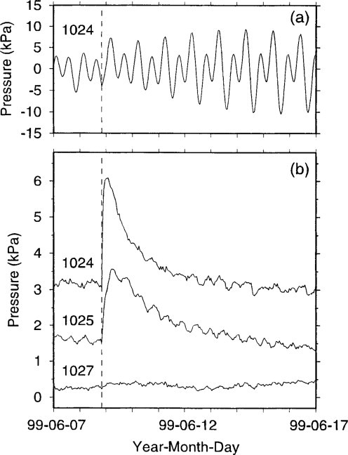 Formation fluid pressure records.