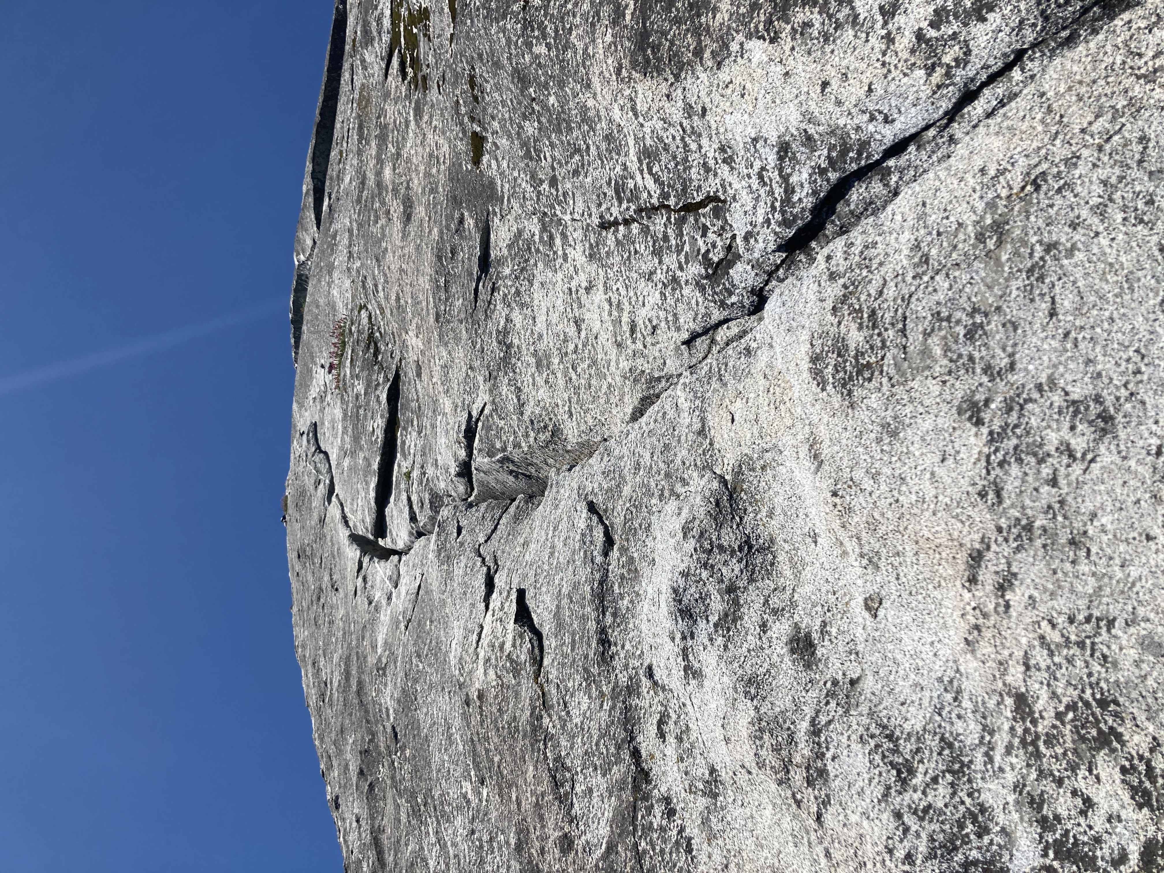 Looking up the third pitch of the Tree Route, featuring easier terrain