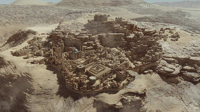 Final render of the casbah rock scene highlighting the overall composition and atmosphere