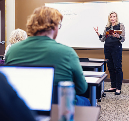 Professor teaching exercise science students in a Winthrop University classroom