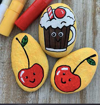 Root Beer Float Rock Painting Ideas for Drink Art