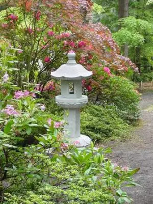 Stone lantern sculpture in Big Rock Garden Park, Bellingham, WA