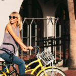 A woman riding an Electra bike in San Diego.