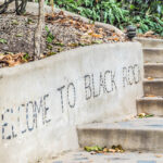 Welcome sign made of rocks at Black Rock Lodge Belize