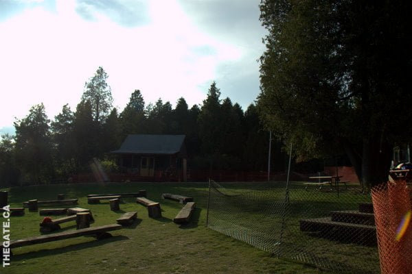 Campfire circle area constructed for filming Camp Rock 2 at Rockwood.