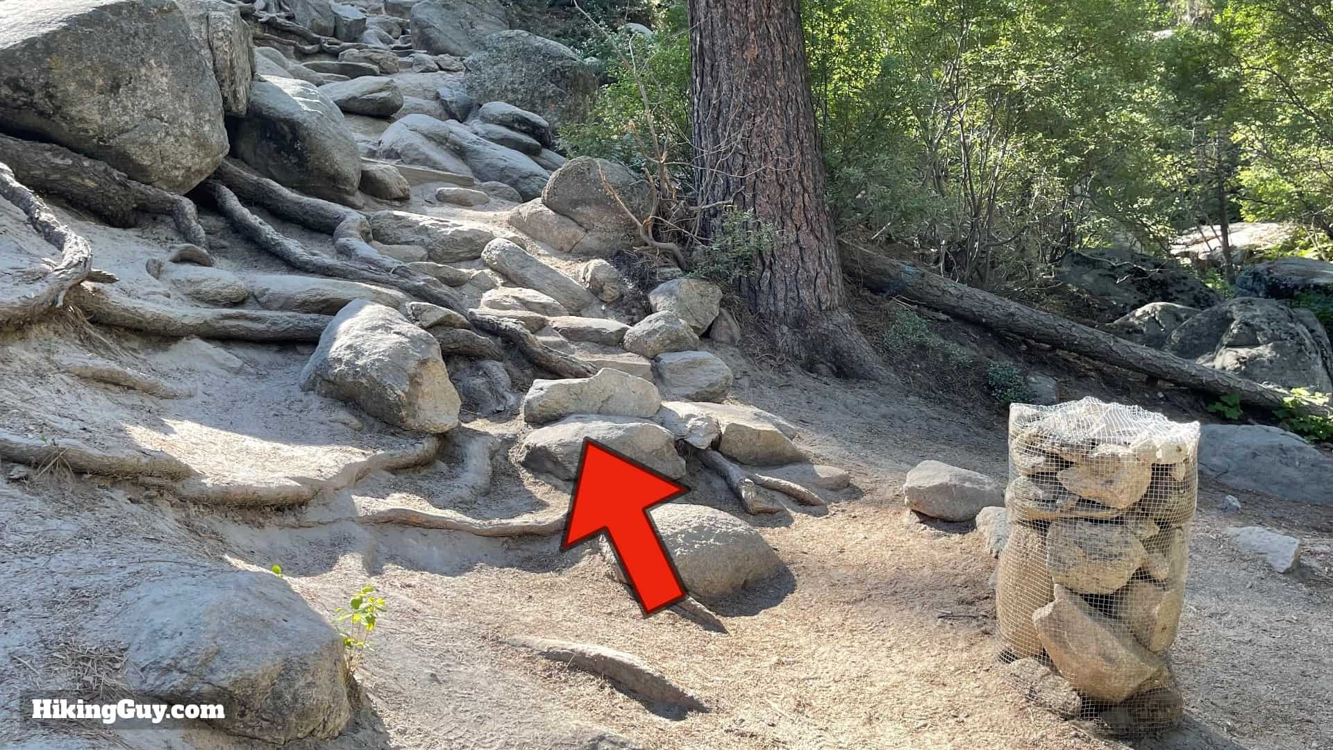 First stone marker encountered on Castle Rock Trail