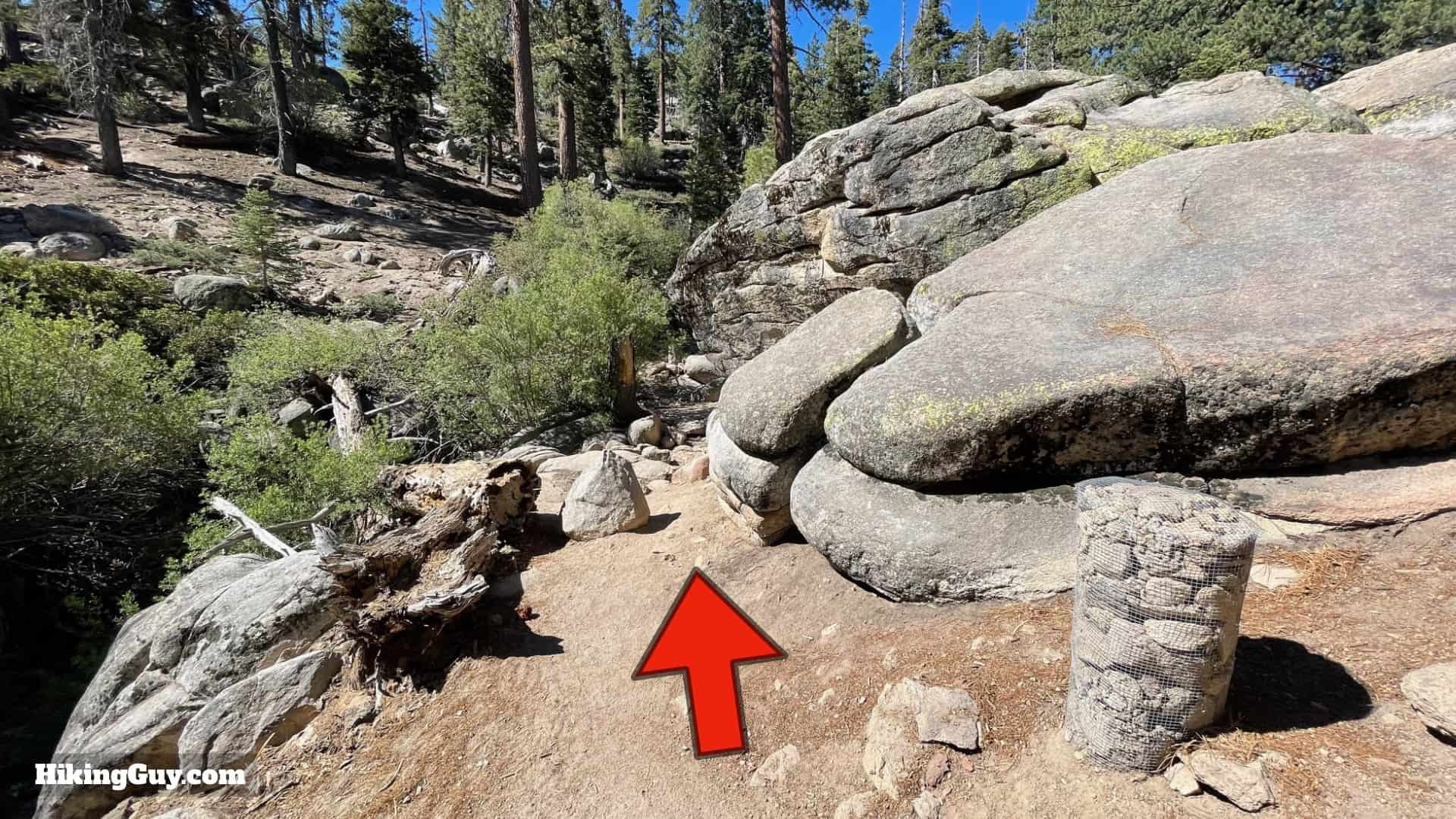 Descending through boulders on Castle Rock Trail