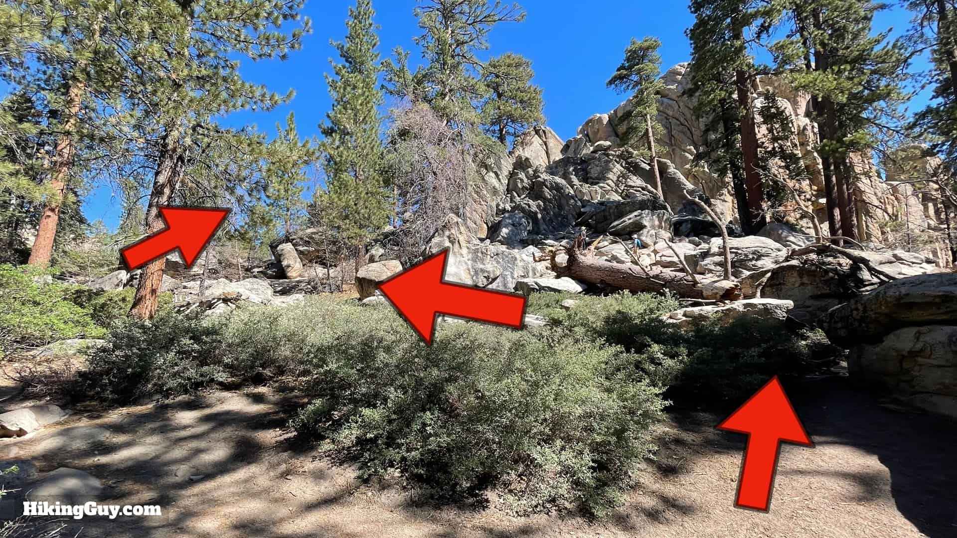 Castle Rock boulder formation visible on the trail