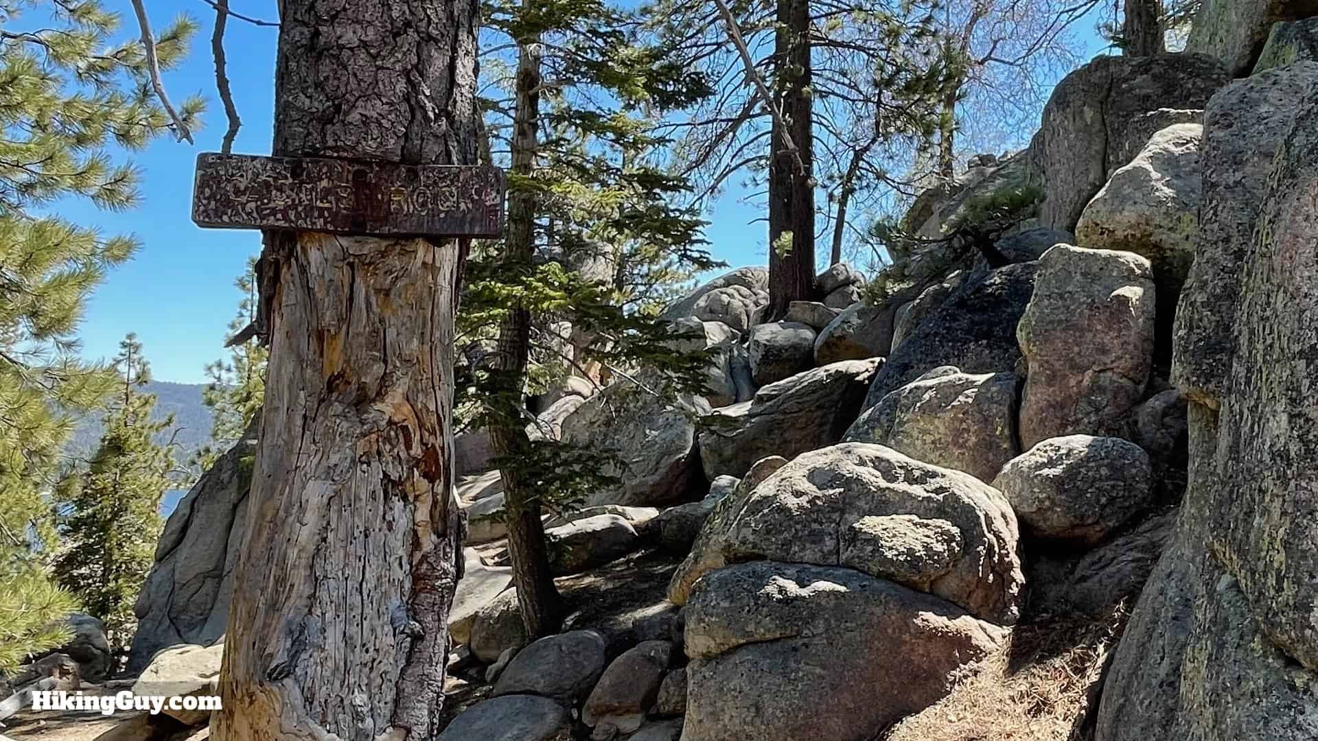 Sign indicating arrival at Castle Rock viewpoint