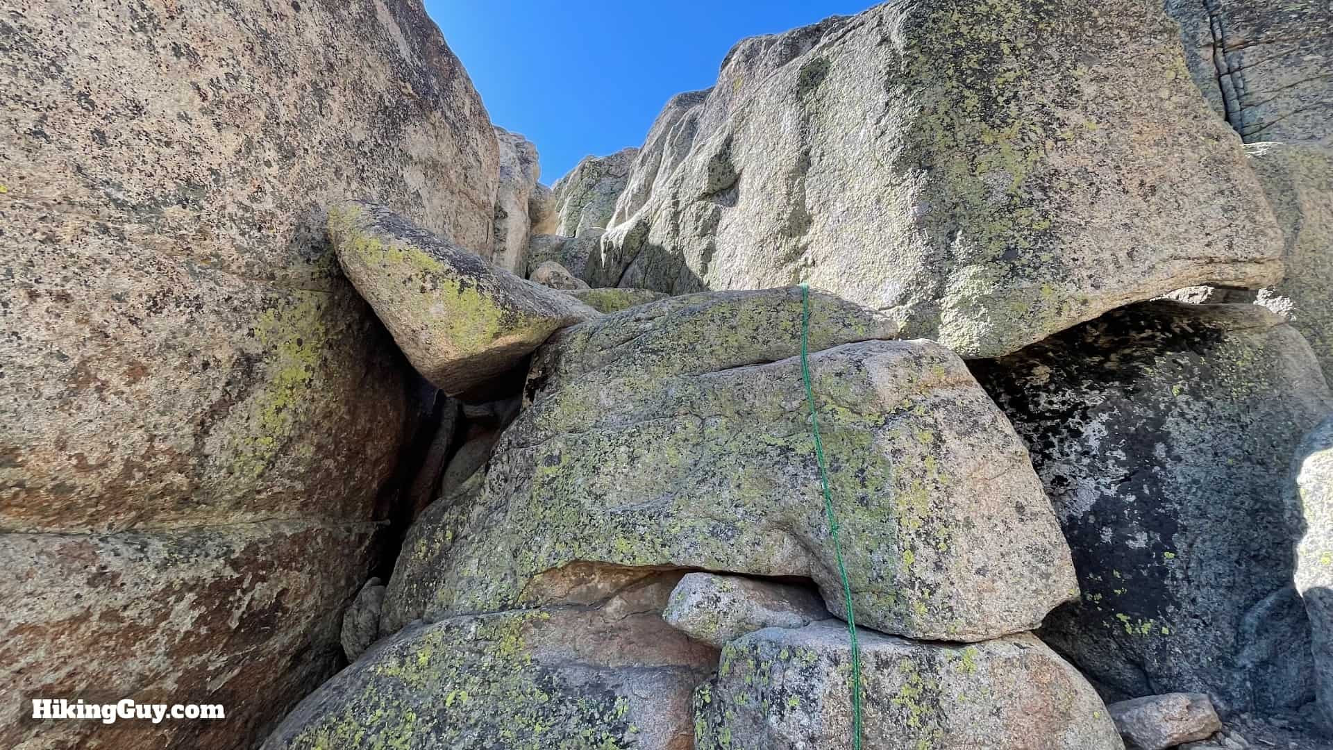 Rope assist for scrambling to the top of Castle Rock