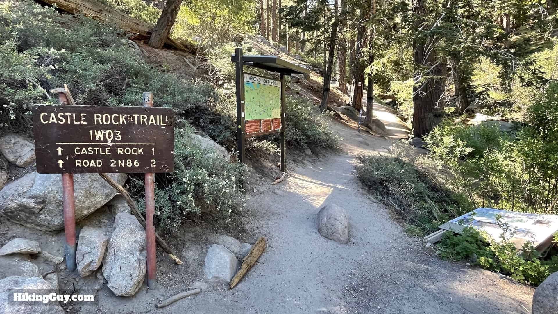 Well-marked trailhead sign for Castle Rock Trail entrance