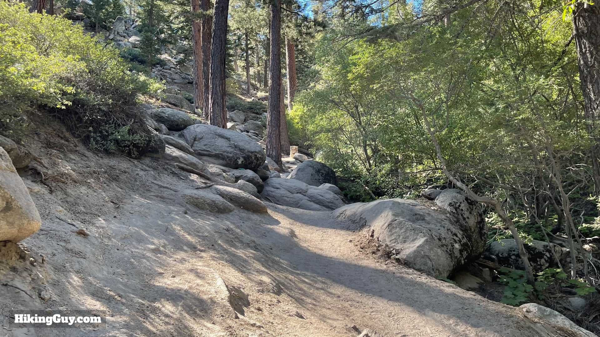 Steep initial climb at Castle Rock Trail alongside dry stream