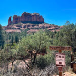 Beginning of the Cathedral Rock trail in Sedona, Arizona, showing the well-maintained path.