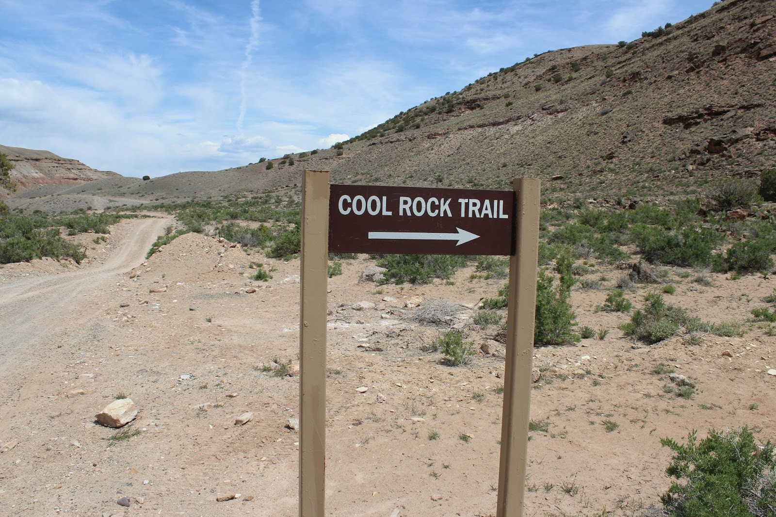Trailhead parking area for Cool Rock Canyon hike in Gunnison Gorge, Colorado.