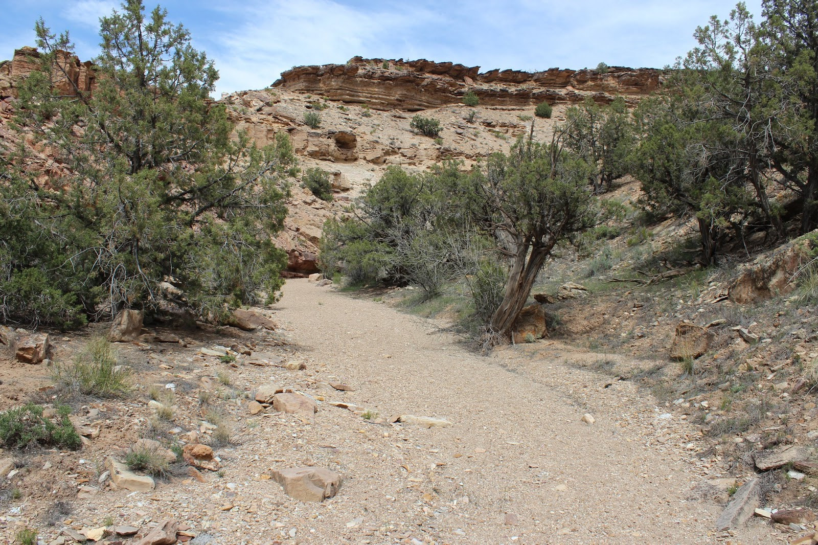 Boulder jam along the Cool Rock Canyon trail, requiring hikers to use a side trail to bypass the obstacle.