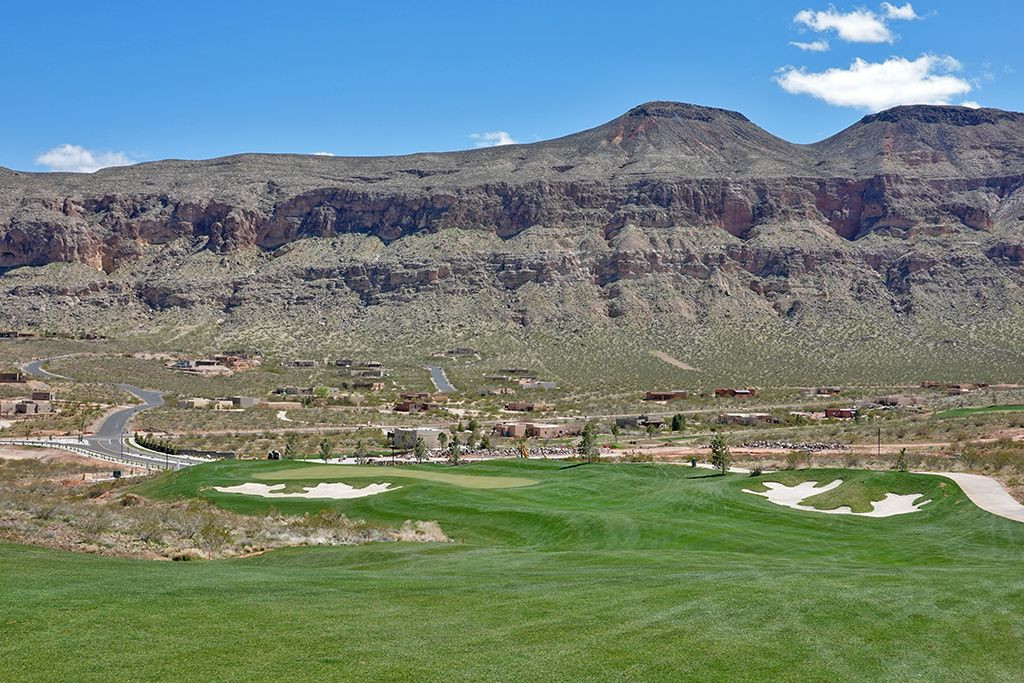 Fairway view of the 13th (Down and Dirty) Hole at Copper Rock Golf Course, emphasizing the length and downhill slope