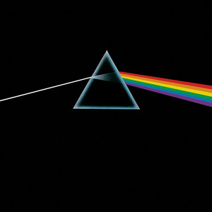 Pink Floyd's Dark Side of the Moon album cover, the iconic prism dispersing light into a rainbow.