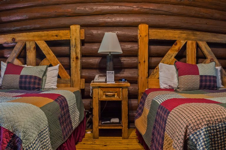 Exterior of a Pioneer Cabin Double Queen room with two queen beds