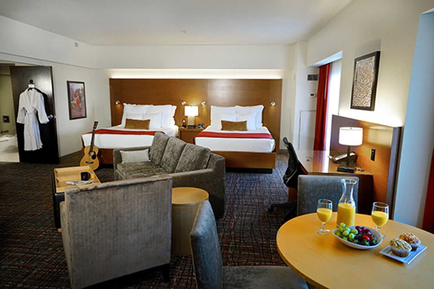 Double Queen Beds in Cherokee Tower Suite at Tulsa Hard Rock Hotel