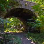 Trail passing under a masonic tunnel, East Rock Park