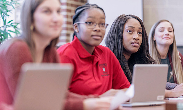 Exercise science students engaged in learning inside a Winthrop University classroom