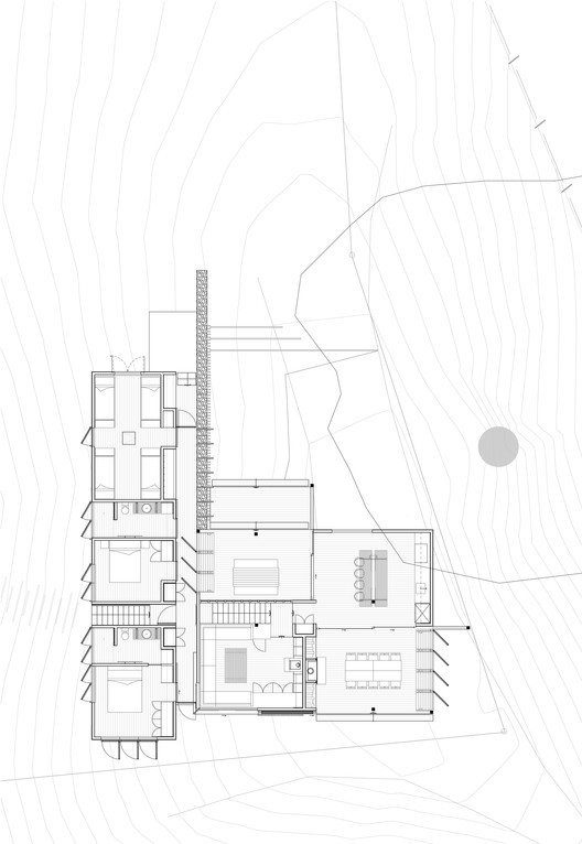 Floor plan of Castle Rock Beach House illustrating the layout and spatial arrangement of rooms in relation to Castle Rock Beach