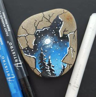 Moonlight Forest Rock Painting Ideas for Landscape Art