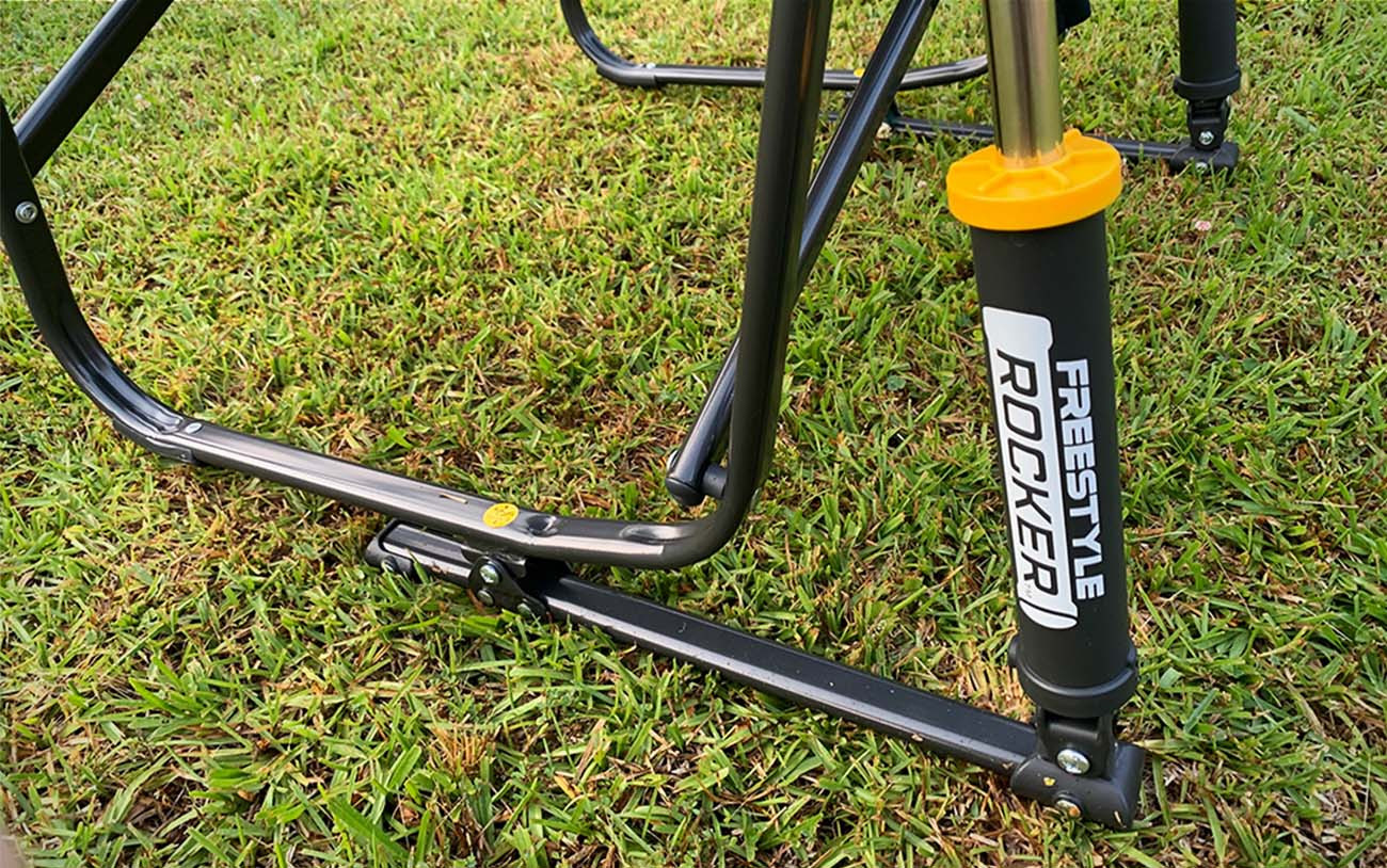 Effortlessly switch between stationary and rocking modes with the spring-loaded shocks of the GCI Freestyle Rocker.