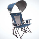 The GCI Sunshade Rocker is a lightweight and packable folding camping rocking chair with a built-in sunshade for superior sun protection.