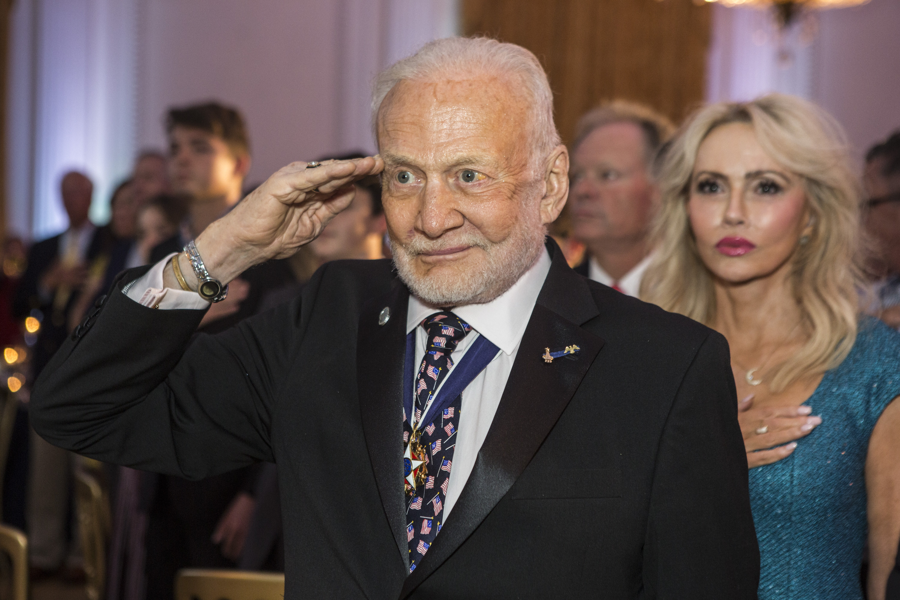 Astronaut Buzz Aldrin in space suit