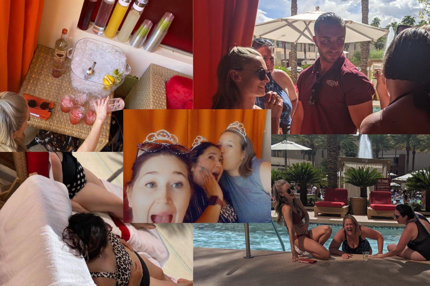 Women having fun at the private cabana in the Red Rocks Resort