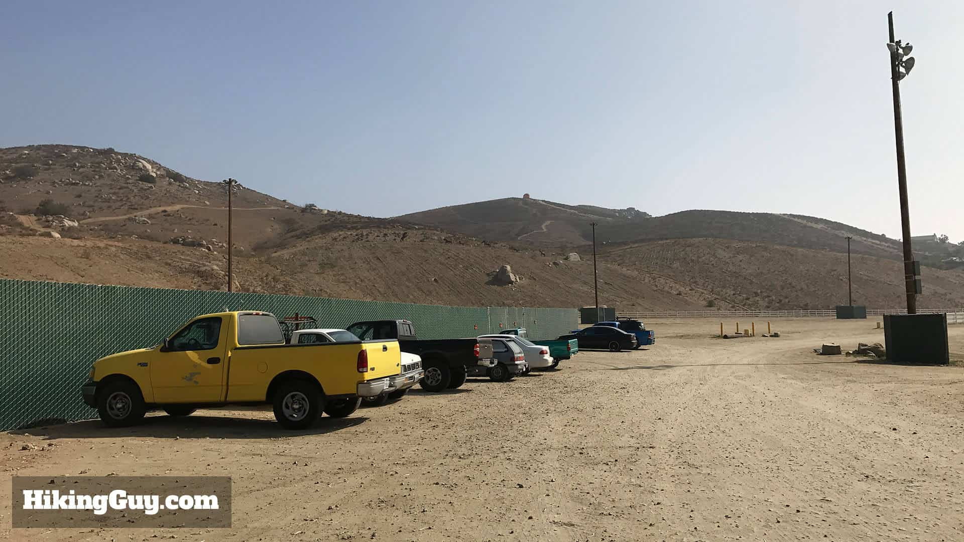 Pumpkin Rock Trailhead Parking: Ample parking available at the equestrian center for hikers visiting Pumpkin Rock in Norco, California.