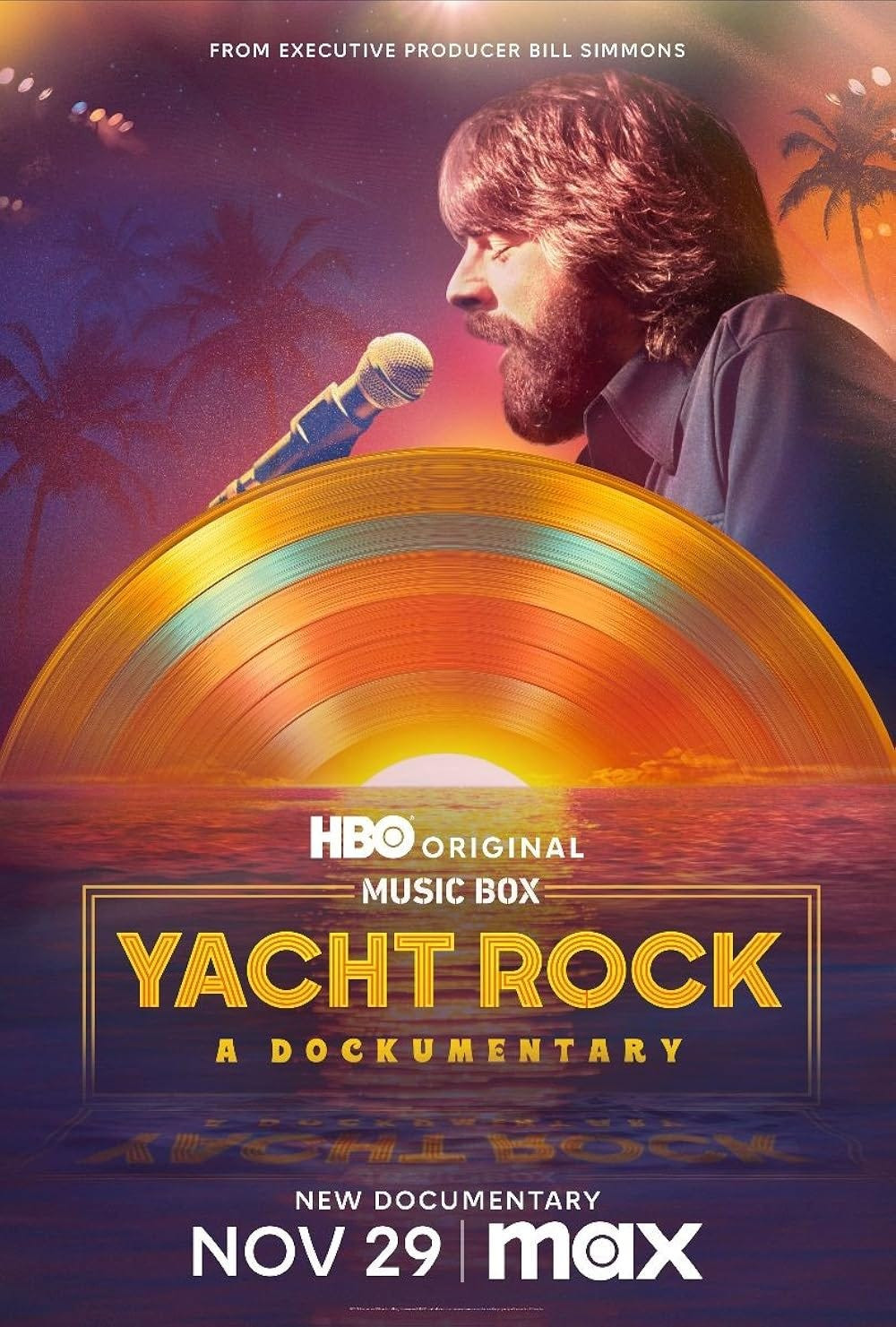 Promotional image for HBO's Yacht Rock: A Dockumentary, showcasing the stylized and humorous approach to the genre.