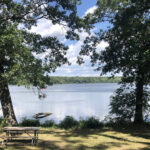 Kayaks and paddleboards on Pierce Lake at Rock Cut State Park, Illinois