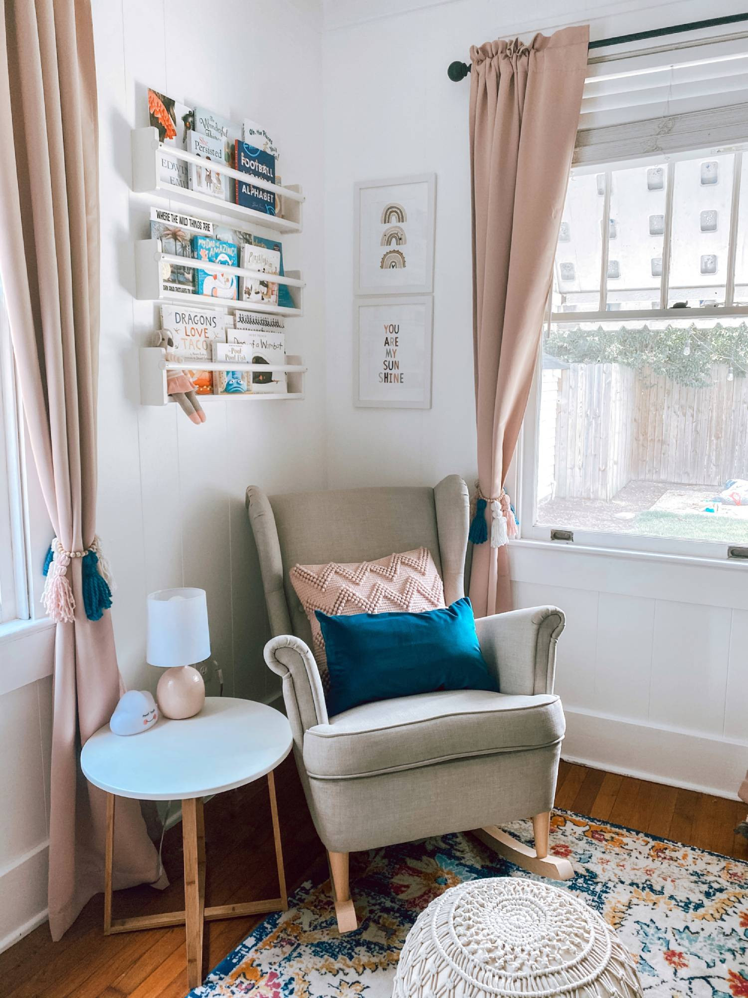 An IKEA armchair converted into a nursery rocker.