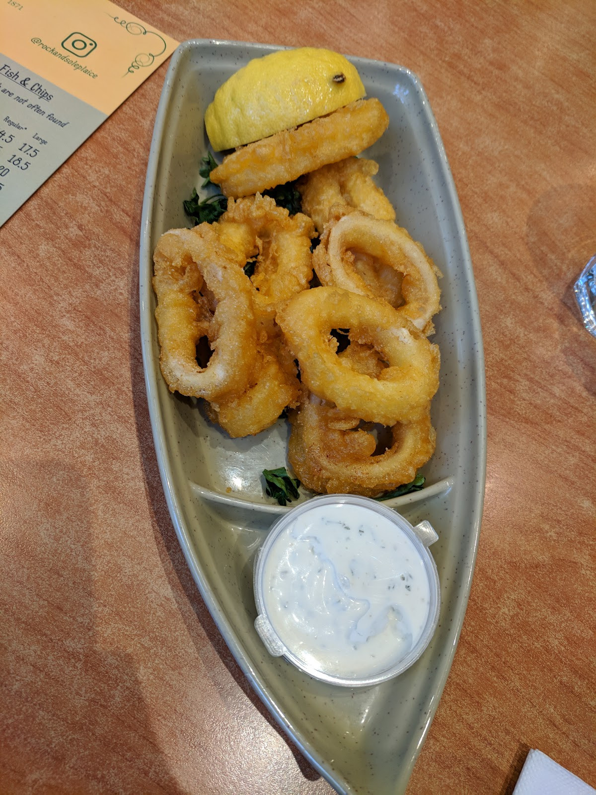 Starter portion of calamari at Rock and Sole Plaice London.