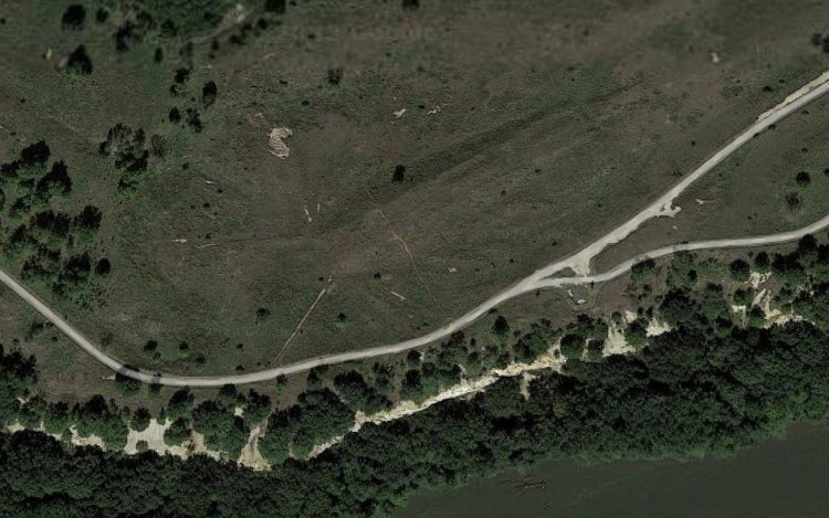 Aerial view of the Catfish Effigy at Buffalo Rock State Park