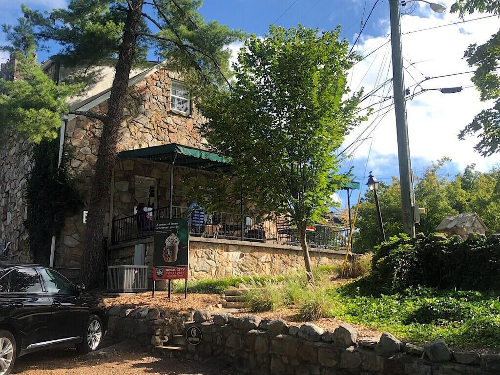 Rock City Starbucks in a quaint building designed with storybook charm