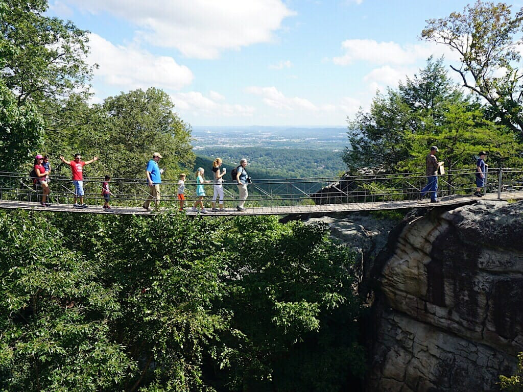 Swing-A-Long Bridge at Rock City, a thrilling suspension bridge offering unique views and experiences